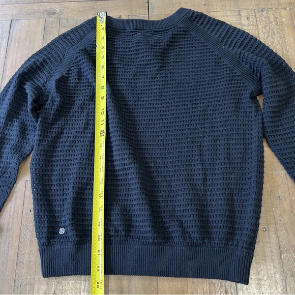 Lululemon Pointelle Knit Cotton Sweater Small Black NWT Open Weave Crewneck - Picture 9 of 9